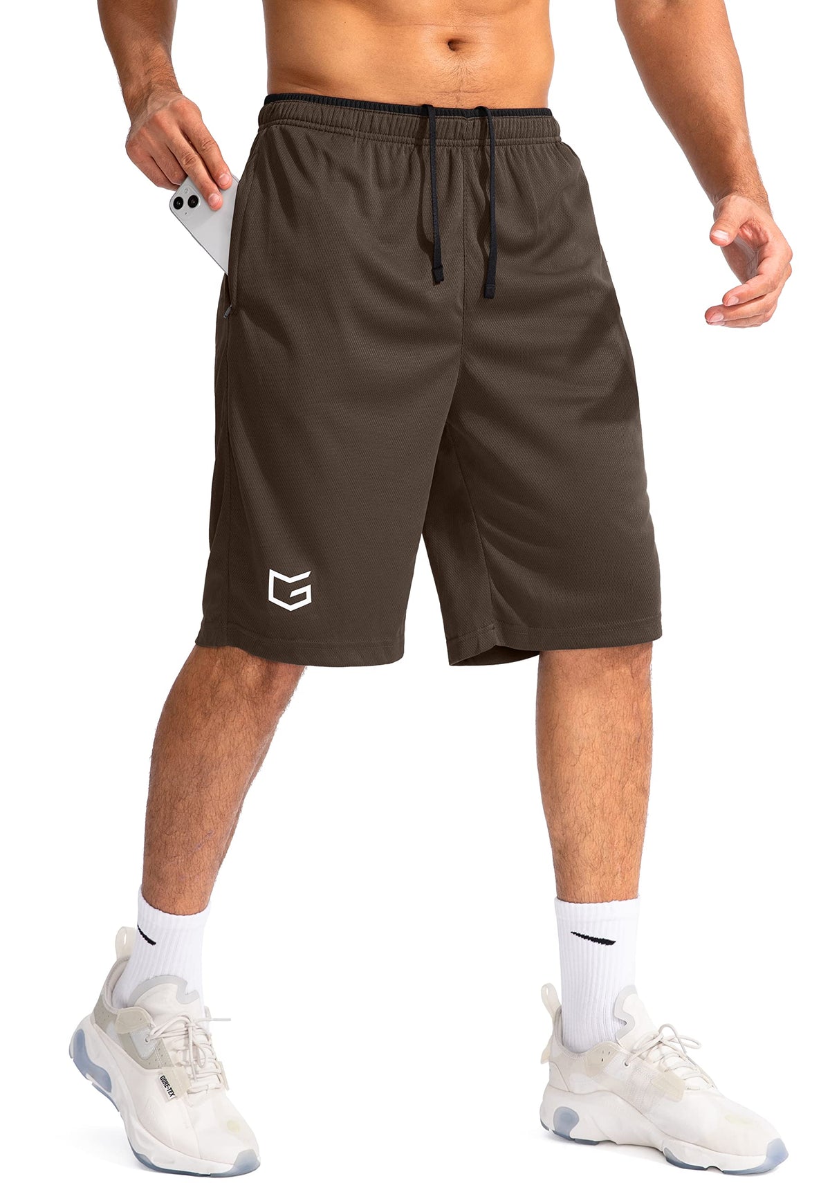 G Gradual Men's 11" Long Basketball Athletic Shorts with Zipper Pockets