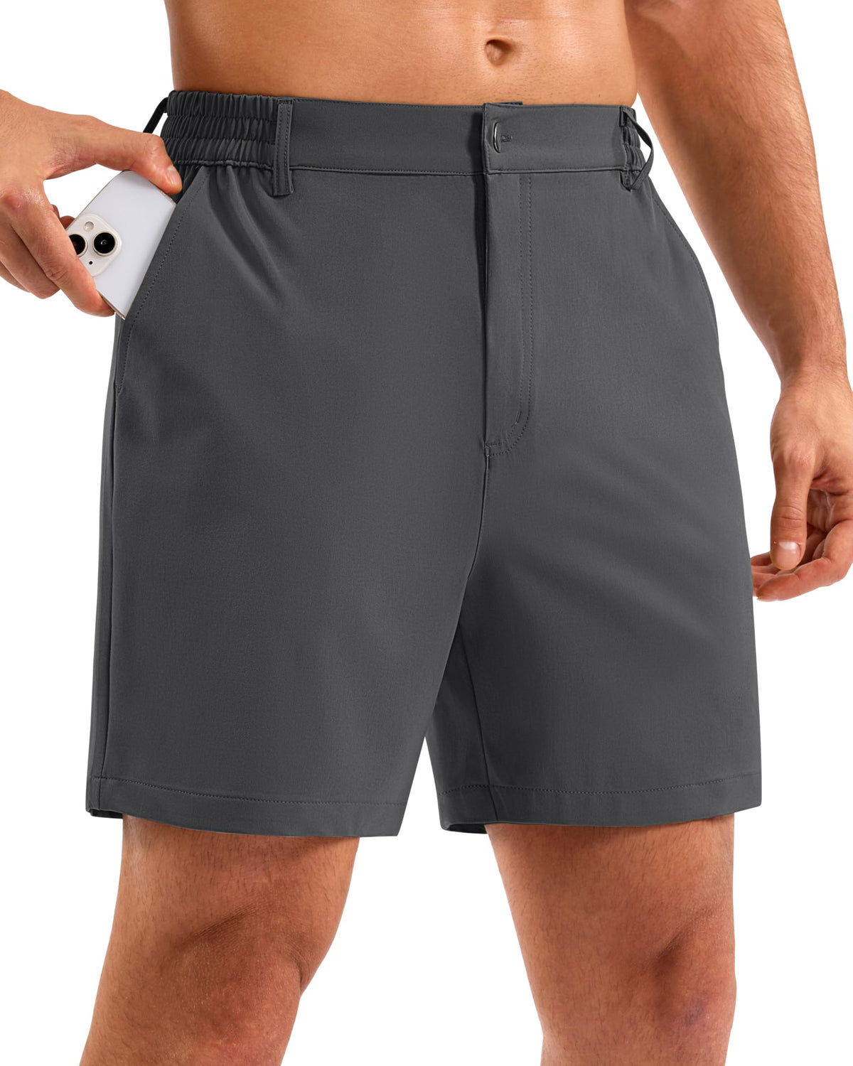 Pudolla Men's Casual Shorts 7"/9"/5" Lightweight Golf Shorts with 3 Pockets Stretch Quick Dry Comfy Work Shorts