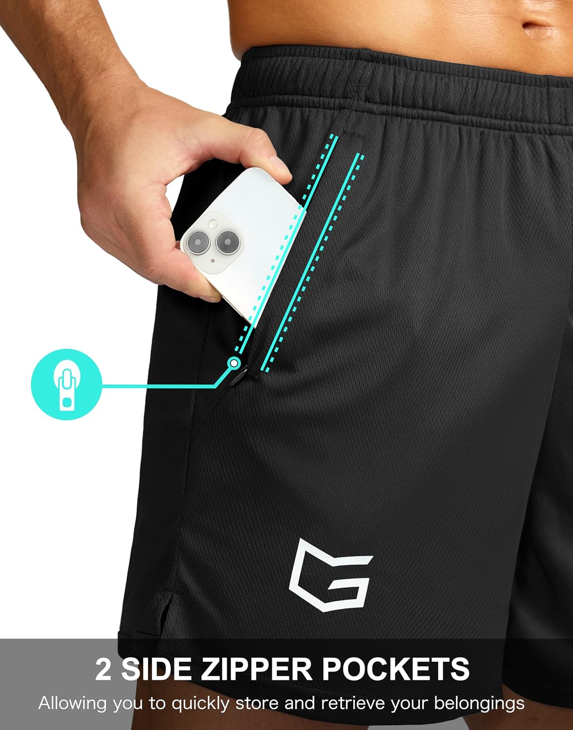 G Gradual Men's 5"/ 7"/ 9" Workout Running Shorts with Zip Pockets