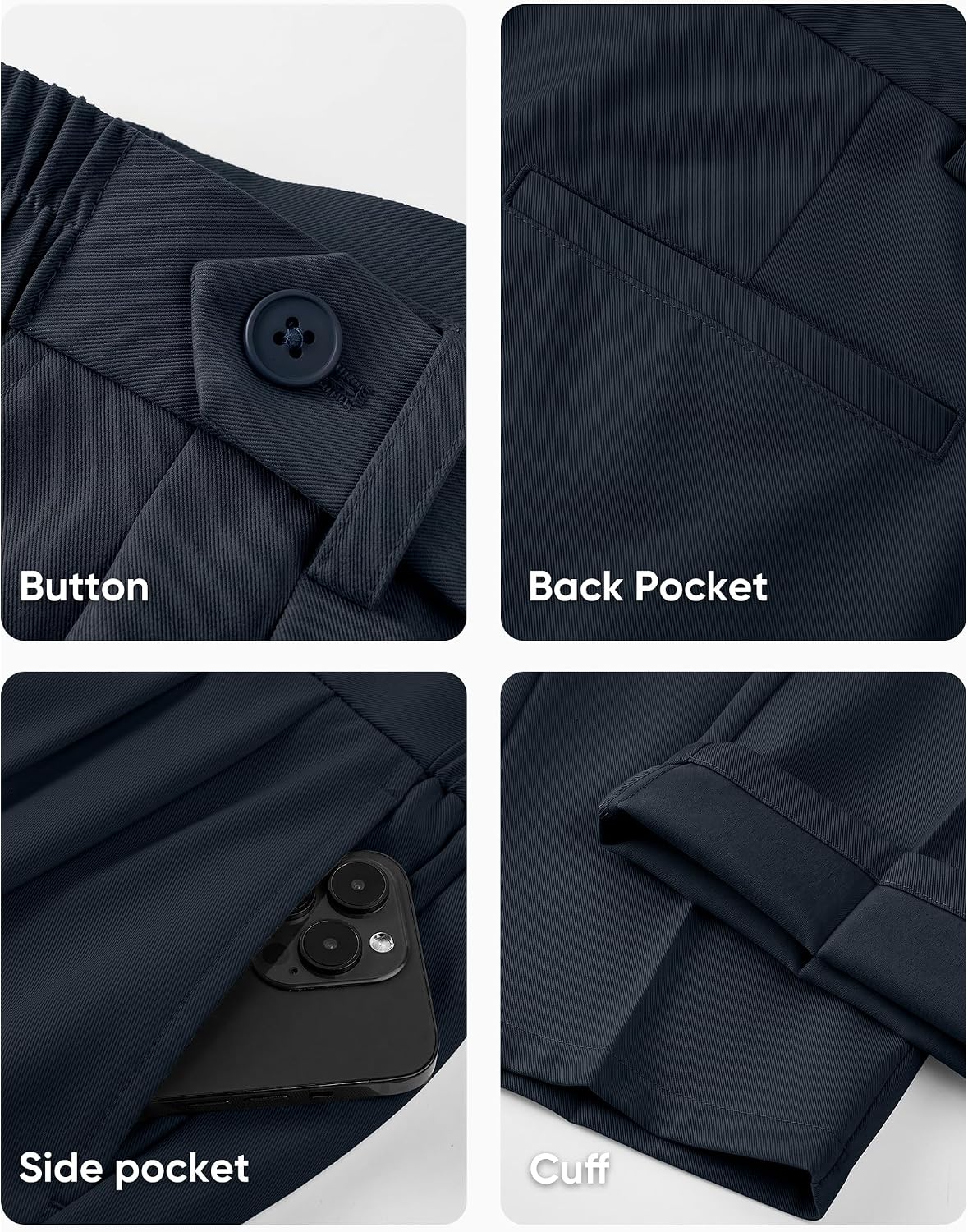 JMIERR Men's Cropped Pleated Dress Pants Casual Tapered Suit Trousers