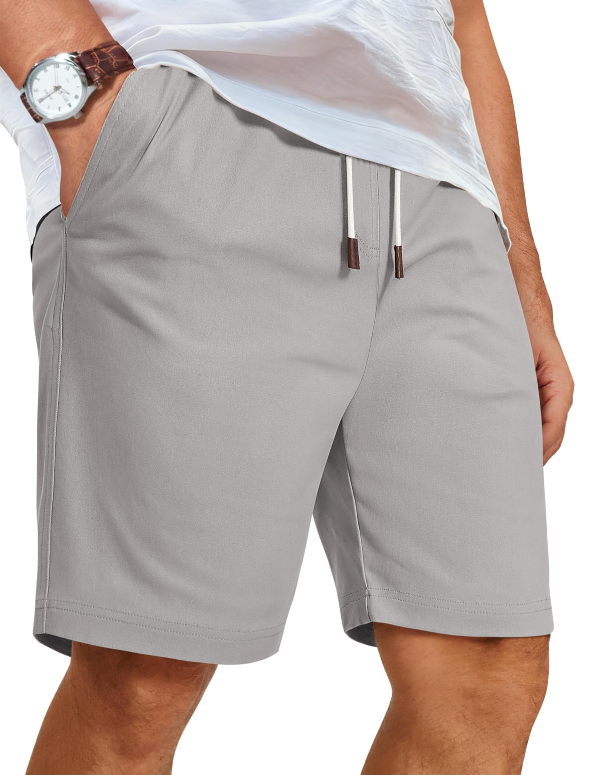 COOFANDY Mens Casual Shorts Cotton Elastic Waist Drawstring Beach Shorts