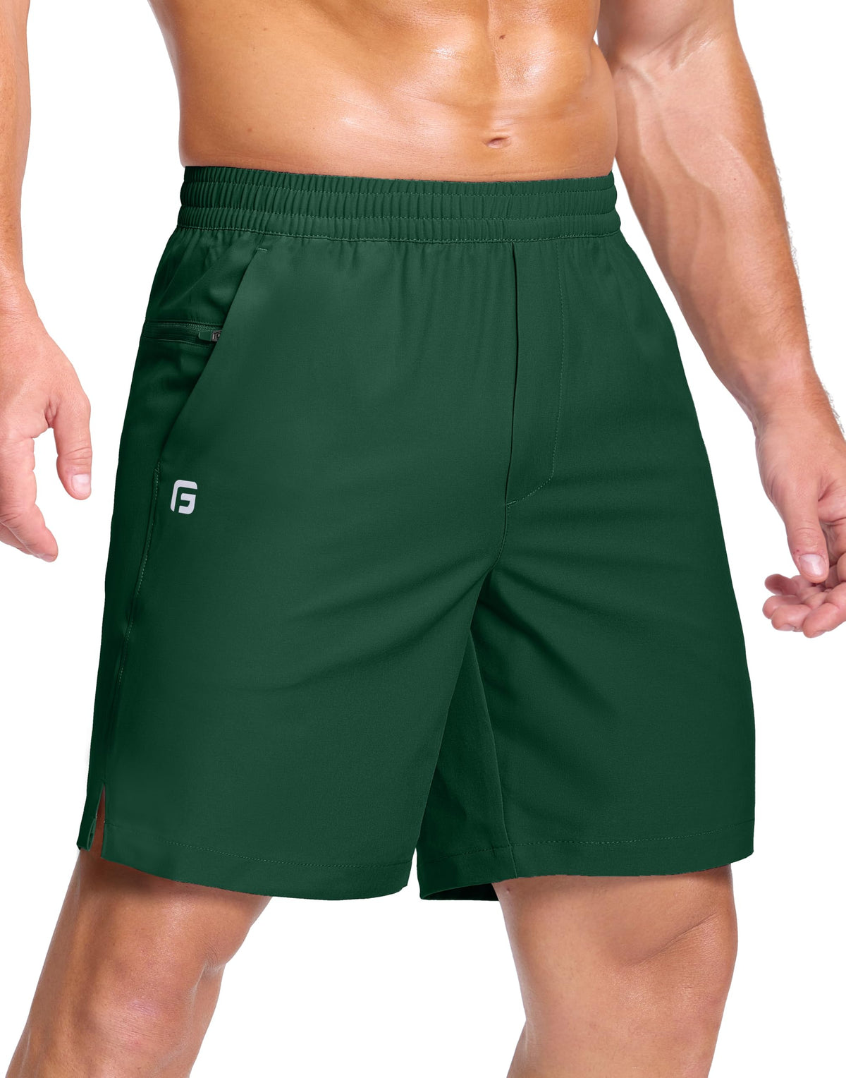 GGJ Men's Lightweight Athletic Shorts with 2 Zipper Pockets 7"/9"/5" Gym Workout Running Quick Dry Tennis Shorts for Men