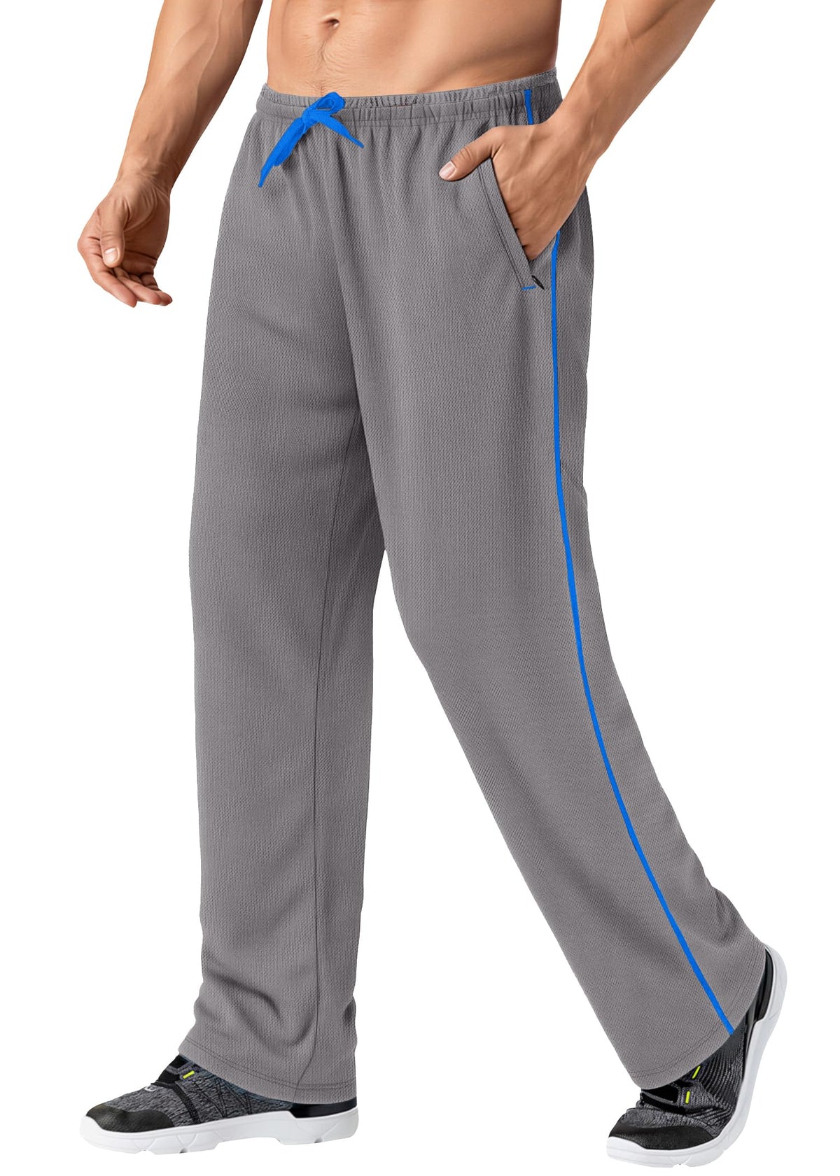 MAGNIVIT Men's Lightweight Sweatpants Loose Open Bottom Mesh Athletic Pant