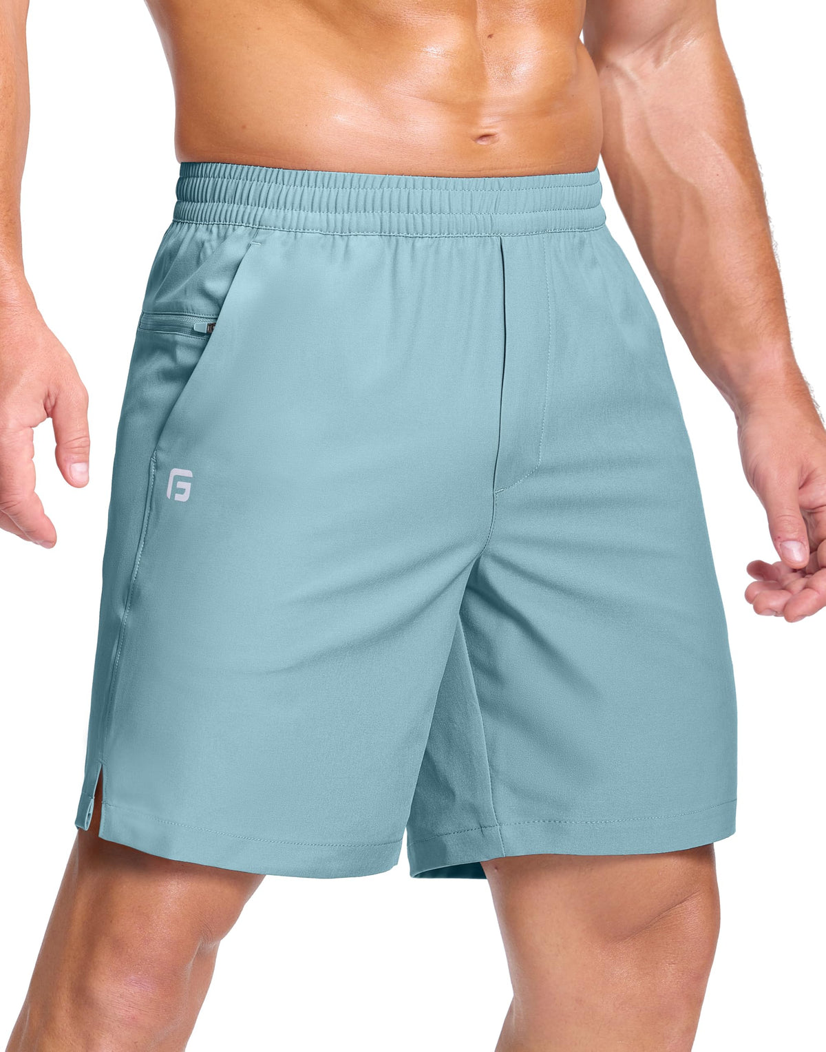 GGJ Men's Lightweight Athletic Shorts with 2 Zipper Pockets 7"/9"/5" Gym Workout Running Quick Dry Tennis Shorts for Men