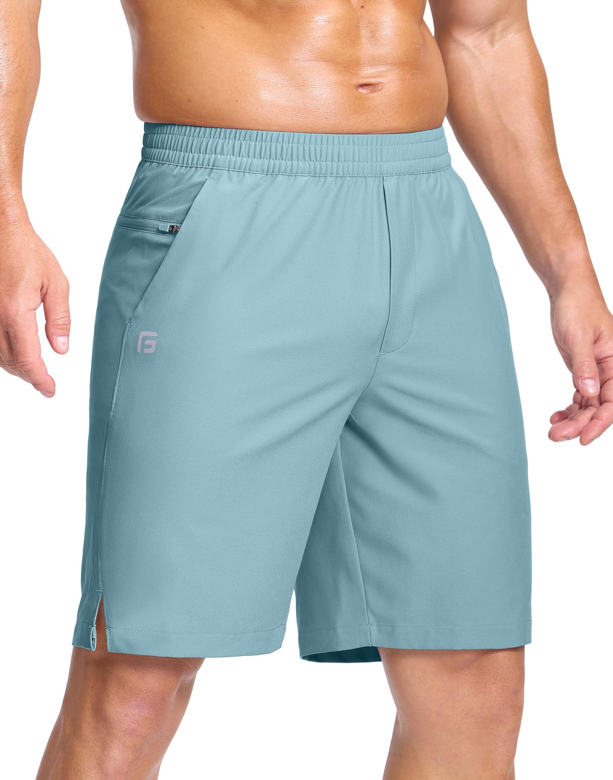 GGJ Men's Lightweight Athletic Shorts with 2 Zipper Pockets 7"/9"/5" Gym Workout Running Quick Dry Tennis Shorts for Men