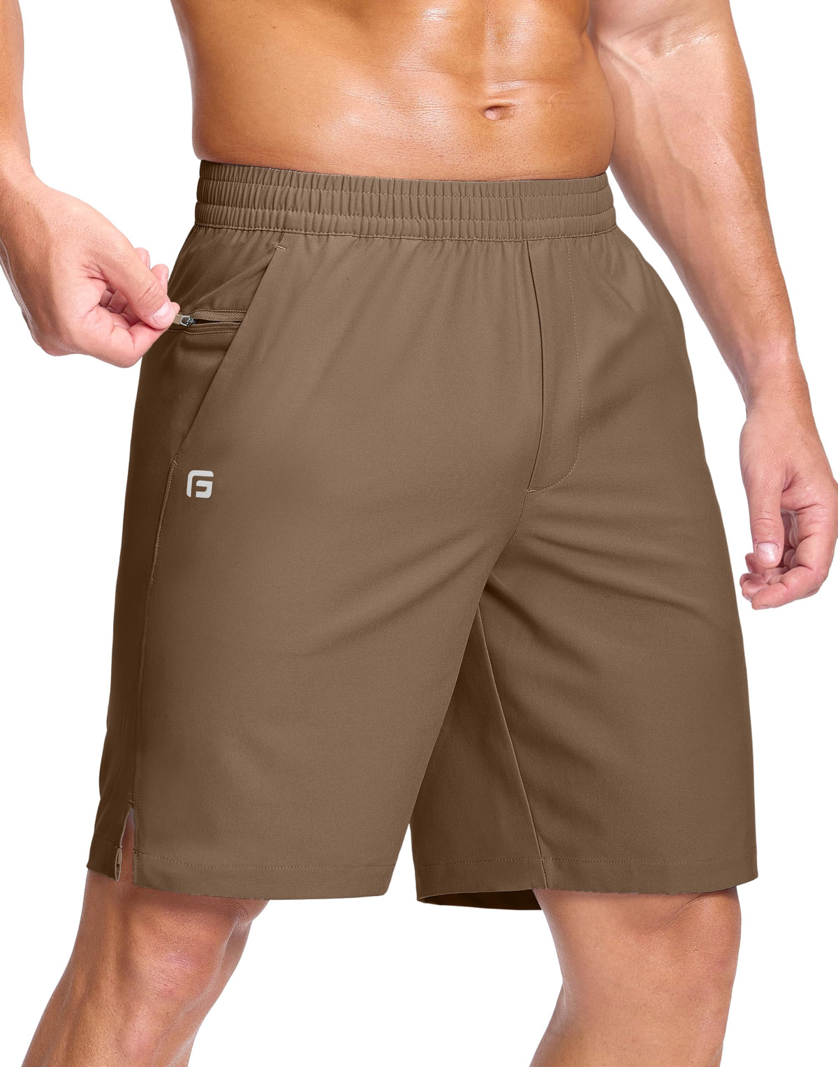 GGJ Men's Lightweight Athletic Shorts with 2 Zipper Pockets 7"/9"/5" Gym Workout Running Quick Dry Tennis Shorts for Men