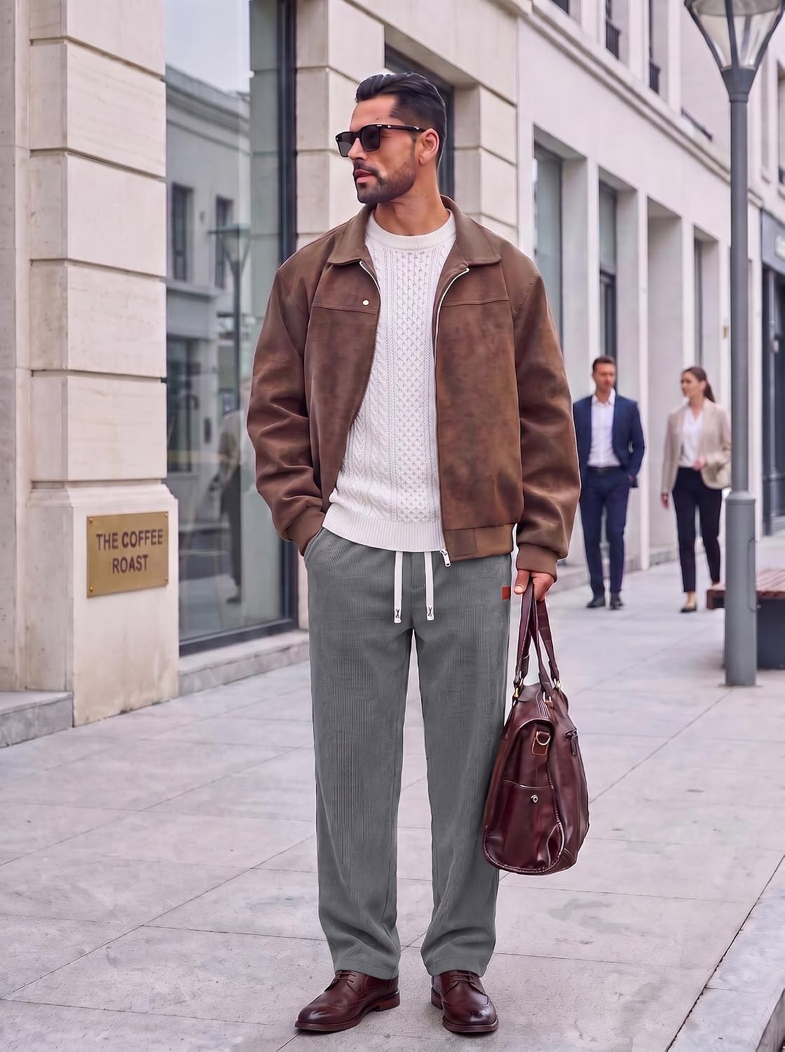 COOFANDY Mens Corduroy Pants Casual Elastic Waist Drawstring Sweatpants