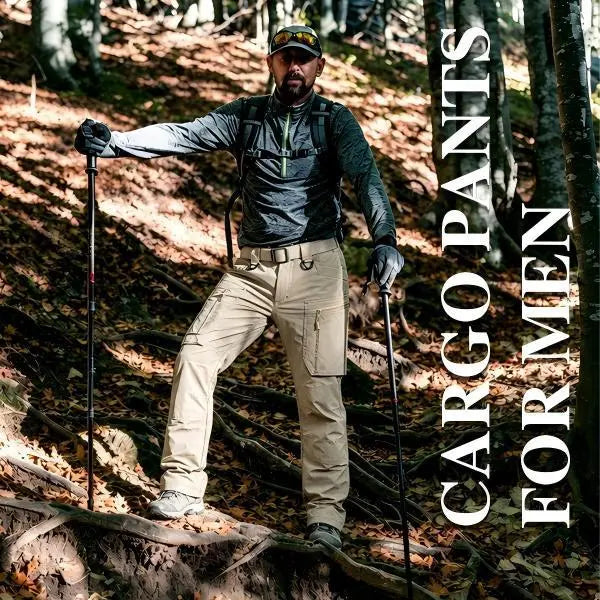 HOMUG 4-Pack Mens Lightweight Cargo Pants, Ripstop Tactical Pants with Large-Capacity Pockets, Wear-Resistant Fabric for Outdoor Hiking & Travel
