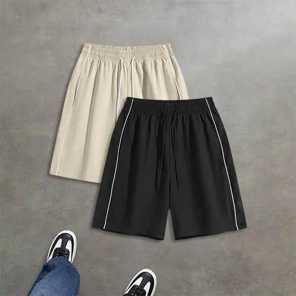 2-Pack Men’s Summer Striped Casual Shorts – Loose Fit, Versatile Athletic Style