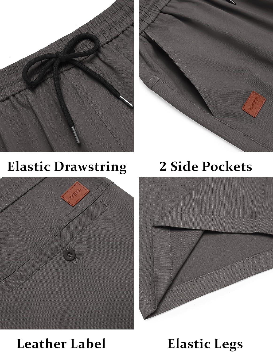 COOFANDY Mens Casual Cotton 9'' Shorts Drawstring Summer Beach Chino Shorts