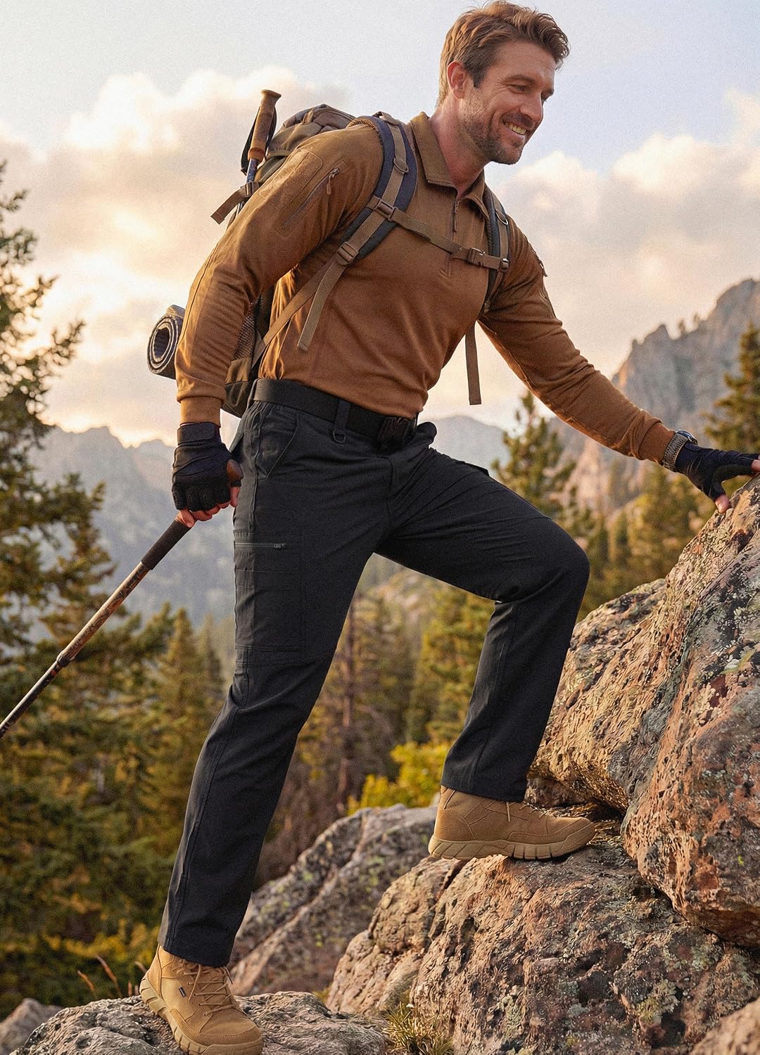 Libin Men's Work Pants Hiking Cargo Pants Water Resistant Outdoor Trousers