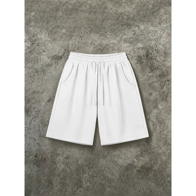 Men's Cotton Blend Casual Relaxed Fit Above-the-Knee Shorts - Drawstring Waistband, Adjustable Bottom, Baggy Draped Cut, Athleisure Menswear Bottoms for Workouts, Lounging