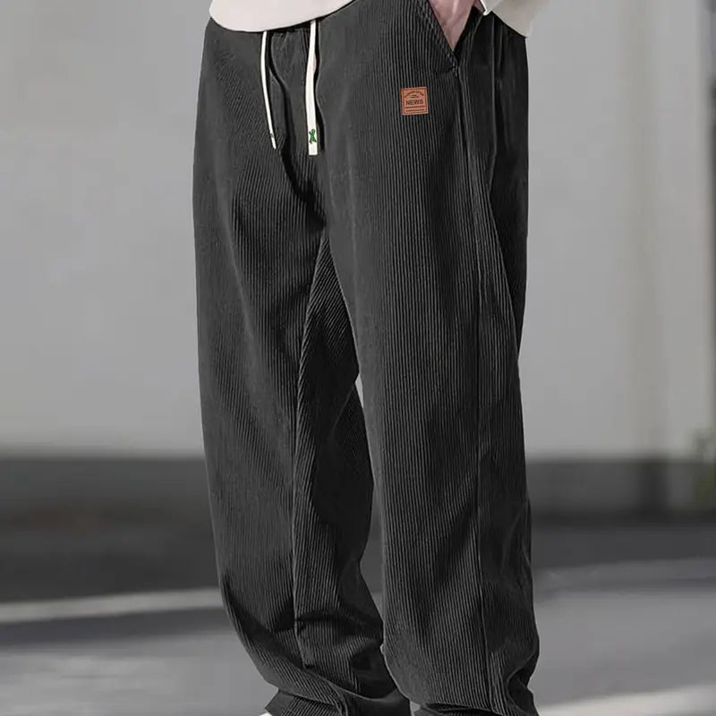 Men's Casual Loose Fit Drawstring Ankle Pants - Male Clothing, Men’s Clothes, Athleisure Chill Pants, Athletic Bottoms with Delicate Logo Details for Comfortable Daily Summer Wear, Father's Day Gift