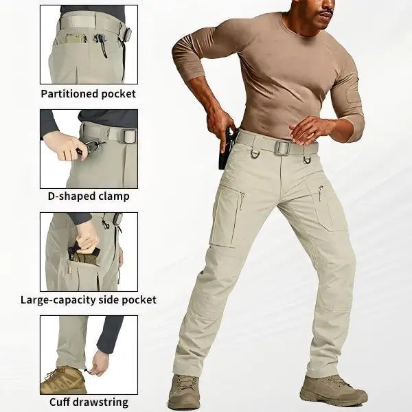 HOMUG 4-Pack Mens Lightweight Cargo Pants, Ripstop Tactical Pants with Large-Capacity Pockets, Wear-Resistant Fabric for Outdoor Hiking & Travel