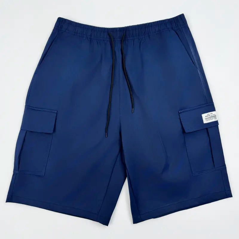 3-piece set — Plus-size men’s casual fashion shorts — drawstring, summer beach wear, slightly stretchy twill fabric, multi-pocket design, premium fit, versatile for everyday work and leisure; plus-size menswear; new for Summer 2026 fathersdaygift