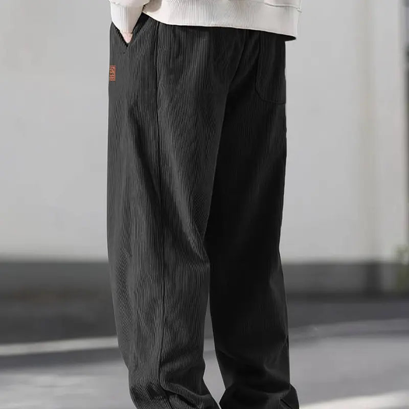 Men's Casual Loose Fit Drawstring Ankle Pants - Male Clothing, Men’s Clothes, Athleisure Chill Pants, Athletic Bottoms with Delicate Logo Details for Comfortable Daily Summer Wear, Father's Day Gift